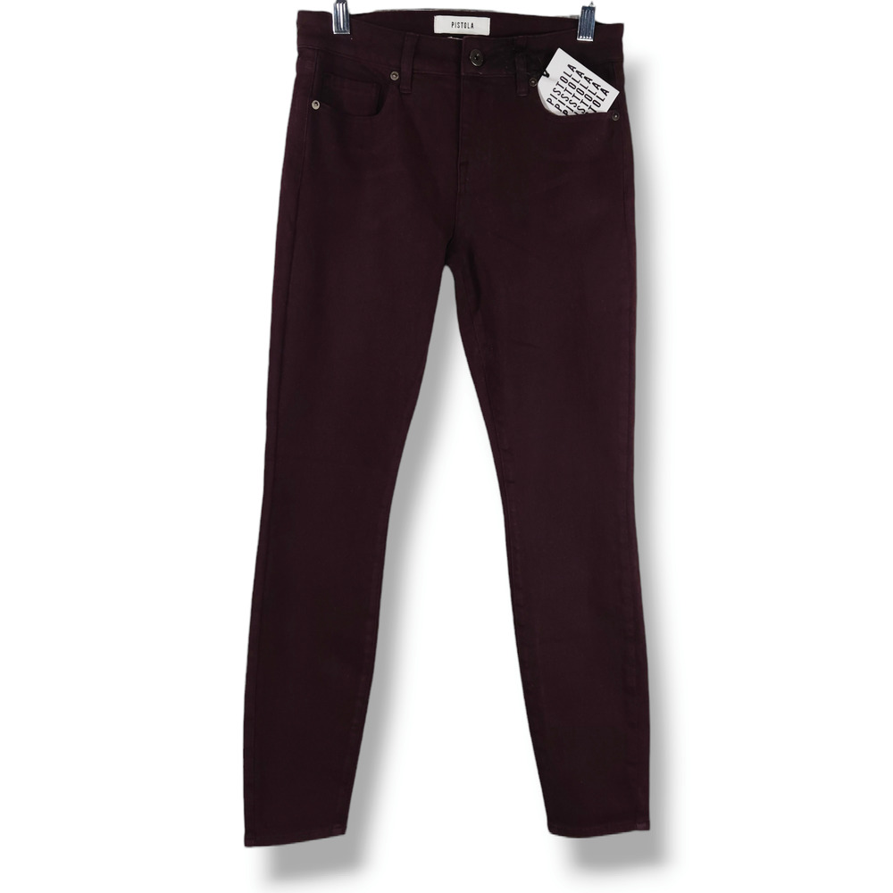 NWT Pistola Aline High-Rise Skinny Denim Ankle Jeans Sz. 27x27.50 Coated Sangria - Picture 2 of 11
